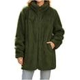 thumbnail image 2 of Smsaxvxz Womens Oversized Jacket Fuzzy Fleece Zip Up Jackets Comfy Soft Long Sleeve Warm Winter Coats Army Green M, 2 of 9
