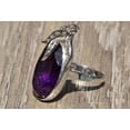thumbnail image 2 of The Mila: Oval Shaped Siberian Amethyst Cocktail Ring in 14 Karat White Gold with Diamonds, 2 of 5