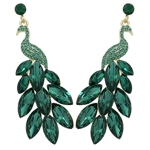 STOBOK 1 Pair Statement Earrings Peacock Design Glass for Women Banquet