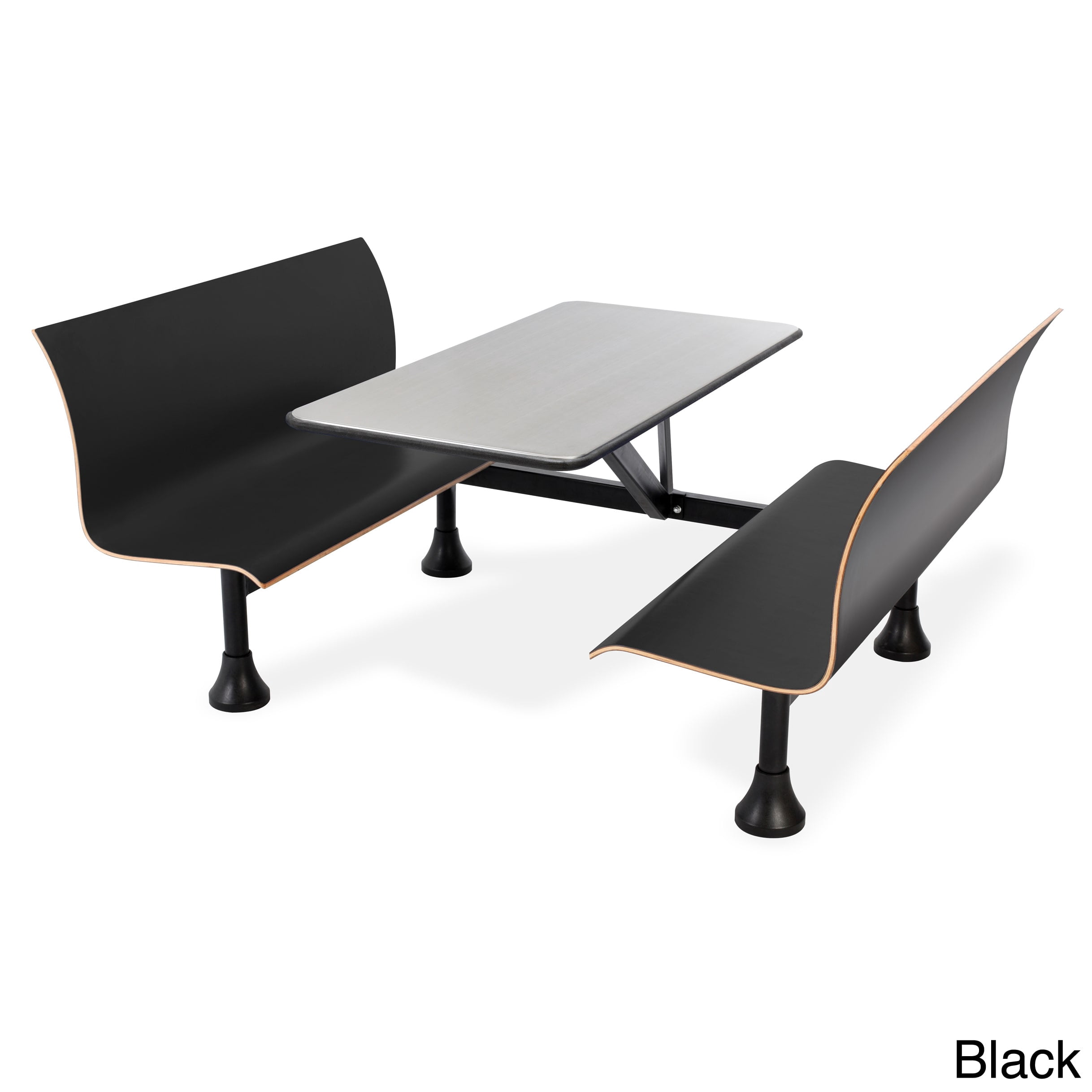 OFM Model 1006W Retro Bench Table with End Support, 24" Stainless Steel Top, Blue Seats