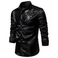 thumbnail image 4 of XIAONU Men's Sequin Satin Dress Shirt Slim Long Sleeve Collar Pullover Tunic Shiny Glamorous Party Eveningwear Top, 4 of 4