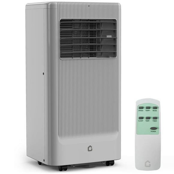 Climatiseur Portatif de 10 000 BTU, Unité de Refroidissement 3‐en‐1 Silencieuse pour Pièces jusqu'à 450 Pi2, Comprend les Modes Déshumidificateur et Ventilateur, Télécommande, Mode Sommeil – Parfait pour Chambres et Appartements