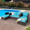 thumbnail image 4 of Gymax 5PCS Outdoor Patio Rattan Conversation Sofa Furniture Set w/ Turquoise Cushions, 4 of 10