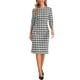 thumbnail image 2 of Vestido Houndstooth INSPIRE CHIC para mujer con mangas 3/4, elegante, con cintura ajustada, vestido bodycon M Negro, 2 of 5