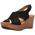 thumbnail image 1 of Clarks Women's Annadel Eirwyn Wedge Sandal 12 Wide Black Nubuck, 1 of 8