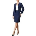 thumbnail image 2 of INSPIRE CHIC Business Skirt Suit Set for Women 2 Piece Office Work Open Front Cropped Blazer Jacket Pencil Skirt XS Dark Blue, 2 of 6