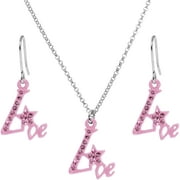 Pink Star Live Dangle Necklace and Earring Set