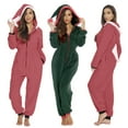 thumbnail image 5 of Biekopu Womens Solid Comfy Brushed Plush Thickening Zipper Sweatshirt Sporting One Piece Jumpsuit With Clown Hat Pajama Hoodie Warm Set, 5 of 5