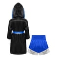 thumbnail image 5 of Hansber 2-Piece Kids Boys Girls Boxing Outfits Boxer Uniform Kickboxer MMA Robe and Shorts Set Black&Blue&Silver 10, 5 of 6
