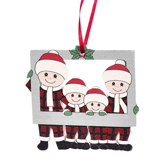 Fiudx Liquidación de ofertas flash Colgante de árbol de Navidad, regalo de decoración, colgante pequeño de madera de Navidad, lindo colgante de marco de fotos familiar DIY