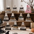 thumbnail image 5 of Happy Haunting Halloween Stacked Ghost Decor 4 Piece Set for Mantel Shelf Tabletop Farmhouse Holiday Displays, 5 of 8