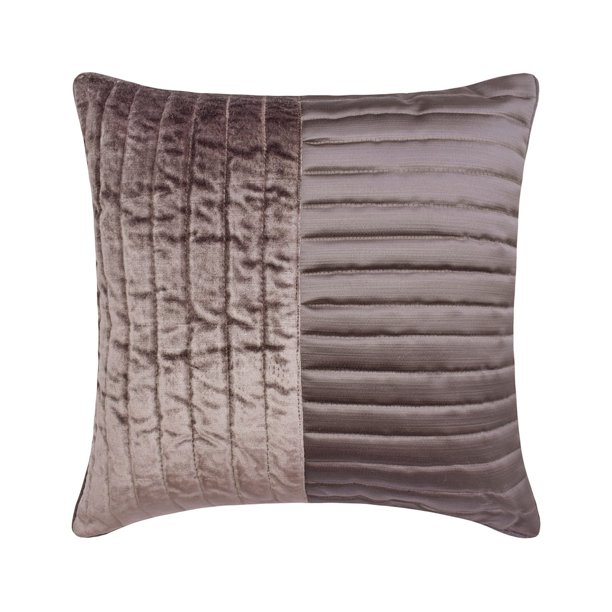 Fundas de cojín decorativas HomeCentric, color violeta, 35 x 35 cm (14 x 14 pulgadas), de terciopelo y satén, a rayas, con diseño patchwork y acolchado, para sofá, estilo moderno a rayas - Terciopelo