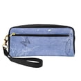 thumbnail image 1 of Leather Portable Travel Small Makeup Bag, Multifunctional Storage Bag, Retro Blue Dream Pencil Case, 1 of 4