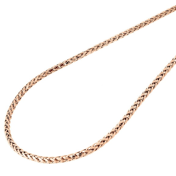 Mens Ladies 10K Rose Gold 2.5MM Rounded Palm Wheat Chain Necklace 18 Inches