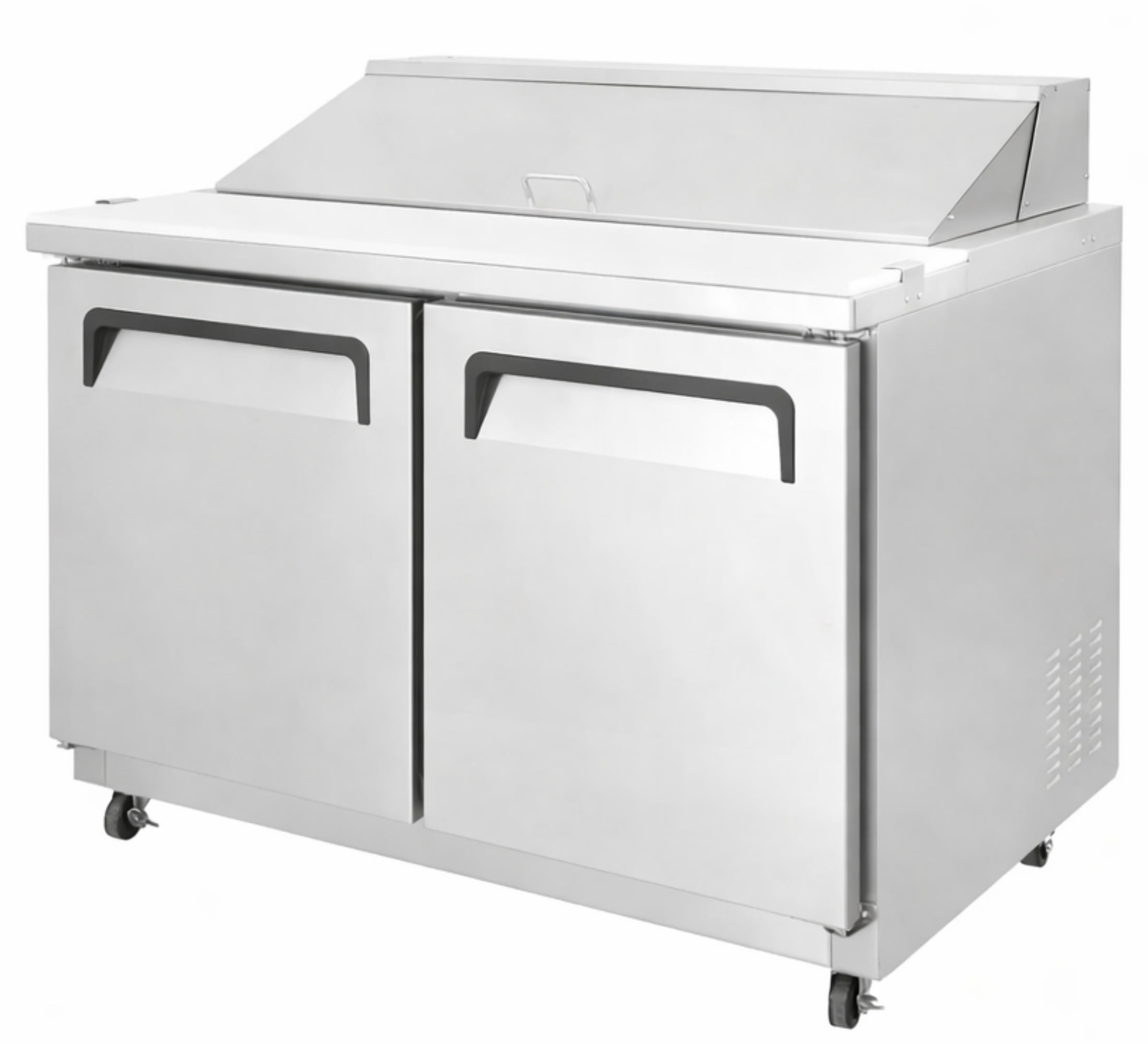 Commercial Sandwich Prep Table Refrigerator, 12 Pan Capacity, Stainless Steel, NSF Certified, 2 Door Undercounter Prep Fridge with Casters
