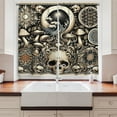 thumbnail image 2 of Ambesonne Gothic Art Kitchen Curtains, Mushroom Skulls Occult, 55"x30", Eggshell and Charcoal Grey, 2 of 3