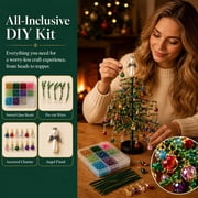 DIY Beaded Christmas Tree Kit,Complete Holiday Craft Set with Beads, Ornaments, Topper & Base （Christmas A）