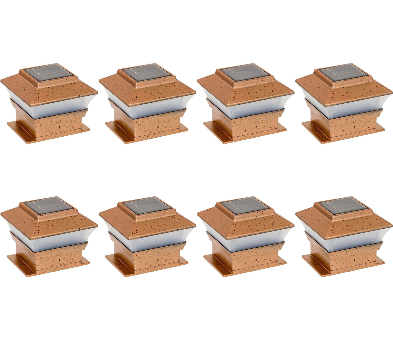 8 pack 4x4 Solar Powered LED Post Cap Light Mount Outdoor Copper 4