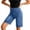 Blue, variant on Swanpen Women's High Waist Stretchy Denim Bermuda Shorts, Elastic Waist Pull-On Biker Shorts with Pockets