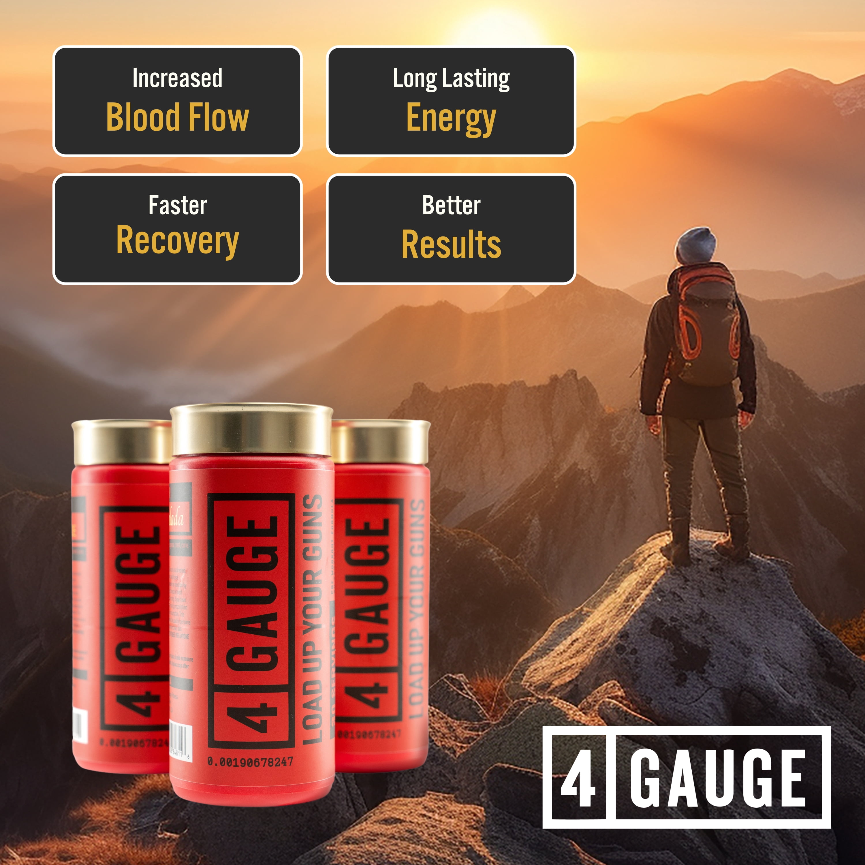 4 GAUGE Preworkout - Delicious, Smooth, Long Lasting Energy Without The Crash - No Artificial Sweeteners - Fruit Blast Flavor - 30 Servings - L-Citrulline Nitric Oxide Booster