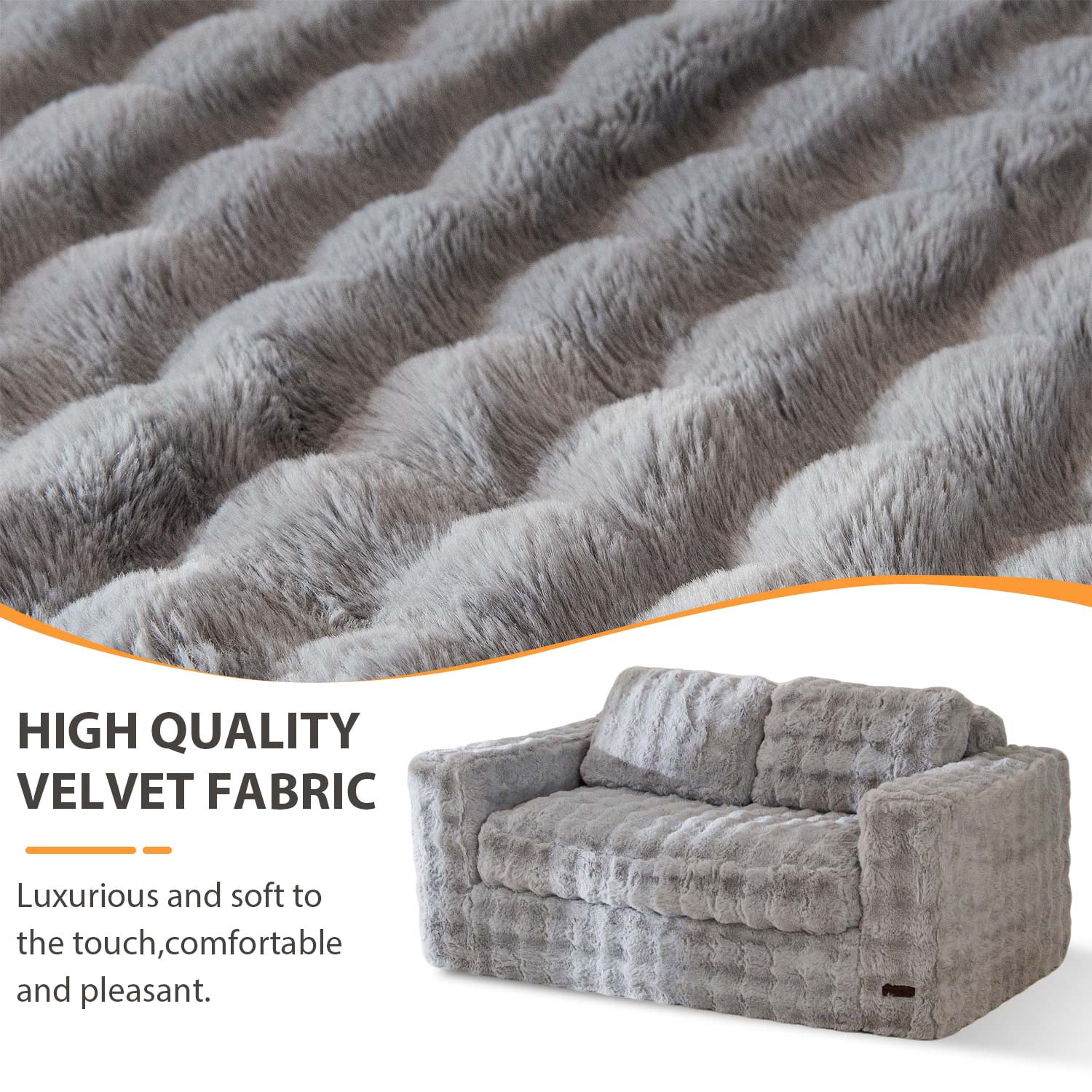 GOODONE Bean Bag Chair Sofa,Giant Loveseat Bubbled Boneless Couch,Modern Soft Comfy Plush Lazy Sofa for Living Room and Apartments,No Assembly Required,Grey