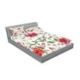 thumbnail image 2 of Floral Fitted Sheet & Pillow Sham Set, Christmas Flowers Pattern in Watercolors Buds Branches Natural Spring Art, Decorative Printed 6 Piece Bedding Decor Set, Queen, Pink Green White, by Ambesonne, 2 of 3