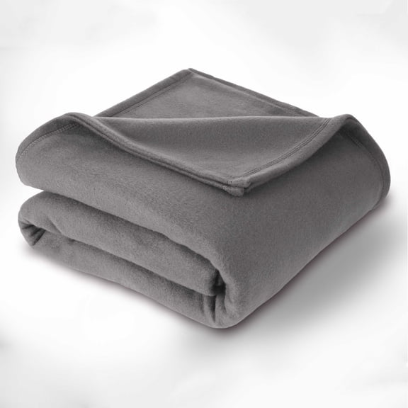 Martex Soft Fleece Lightweight Solid Bed Blanket, Gray, Twin