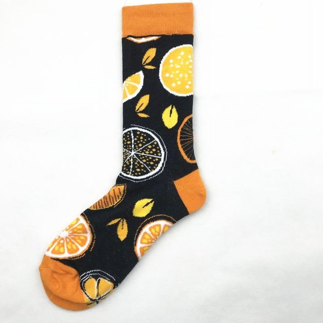 Calcetines de moda para hombre y mujer, calcetines de algodón de tubo largo para hombre, calcetines de jacquard con frutas de colores y animales, calcetines felices