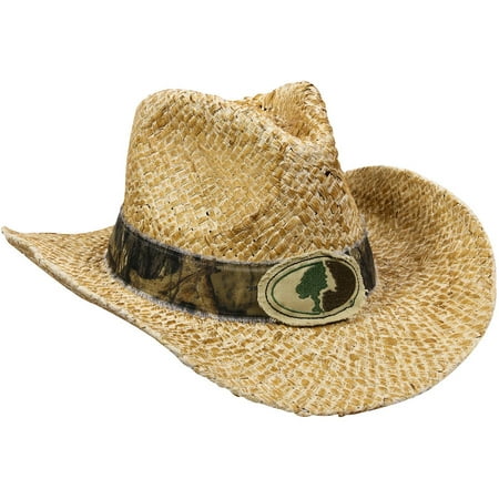 Mossy Oak Straw Cowboy Hat, Natural/Mossy Oak Country Camo