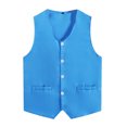 thumbnail image 4 of Jelory Kids Boys Girls Buttons Volunteer Activity Vest Solid Color Sleeveless Waistcoat Party Costume Sky Blue M, 4 of 5