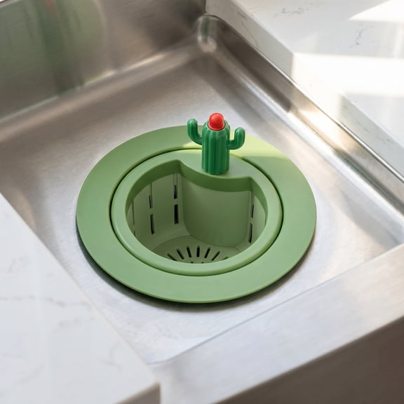 Cactus Sink Strainer, Press to Dump Kitchen Sink Drain Basket Waste Collector for Home Bathroom