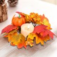 thumbnail image 1 of Decoraciones de Halloween, adornos de Halloween, regalos de Halloween, corona de hojas de arce artificiales, decoración de mesa con bayas de calabaza para festival de Halloween, candelabros, corona, d, 1 of 6