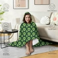 thumbnail image 4 of Wearable Blanket,Green Skull Pattern Hooded Wearable Sherpa Blanket for Adults & Teens,Winter Poncho Shawl Wrap Cape Thick Warm,60"x80", 4 of 5