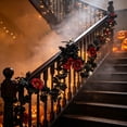 thumbnail image 2 of ZhangC Fall Artificial Maple Leaf Garland with Pumpkin, 69 Inch Fall Hanging Vines with Black Orange Leaves, Thanksgiving Halloween Indoor Outdoor Decor for Mantel, Staircase and Party, 2 of 6