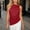 Red, variant on Women's Sleeveless High Neck Ruched Top Asymmetrical Hem Metallic Ring Detail Summer Casual Blouse