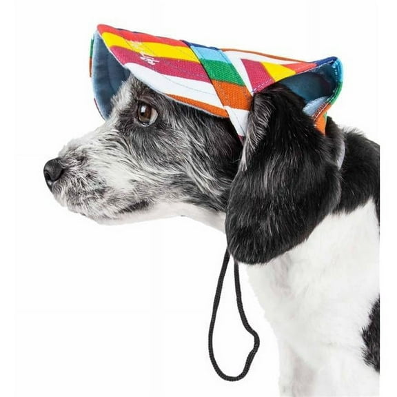 Colorfur Floral UV Protectant Adjustable Fashion Dog Hat - Rainbow, Medium