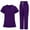 Purple, variant on Guluxicc Scrub Sets for Woman Solid Color V-Neck Short Sleeve Tops and Long Pants Nurse Uniform Set with Pockets, Brown