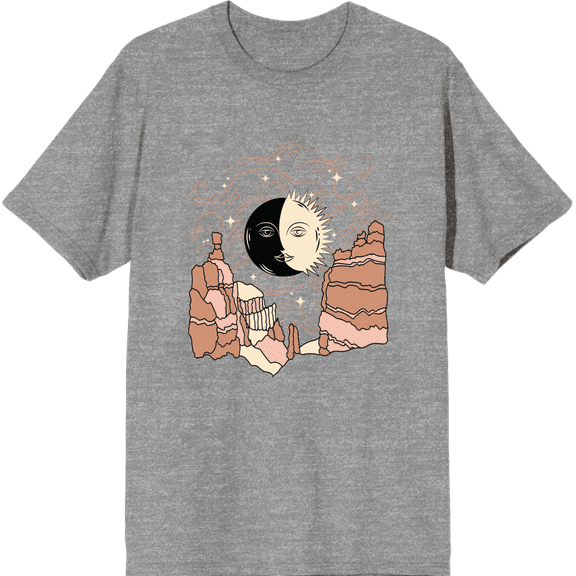 Celestial Tropics Canyon Adult Heather Gray Crew Neck Short Sleeve Tee-3XL