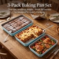 thumbnail image 5 of EXERAUO 3-Piece Deep Nonstick Baking Pans Set, 8/10/13 inch Heavy Duty Carbon Steel Rectangle Cake Pans, Stackable Oven Trays for Lasagna, Brownie & Casserole, 5 of 10