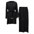 thumbnail image 3 of Elegant 2-Piece Outfit: Crystal Embellished Loose Top & Flared Pants Set For Women - Casual Daily & Party Wear, 3 of 5