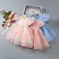 thumbnail image 3 of Flower Girl Dress Organza Toddler Dresses Puff Sleeve & Bow Bcak Girls Princess Dress for Wedding Birthday Party, 3 of 5