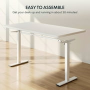 FLEXISPOT 48 x 30 Electric Height Adjustable Standing Desk One-Piece White Desktop with Two Hooks, 176 lbs Capacity