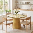thumbnail image 1 of 43" Round Dining Table for 4, Wooden Dining Room Table with Pedestal Base, Modern Farmhouse Kitchen Table for Home, Dining Room, Living Room（Only  Table）-Natural, 1 of 7