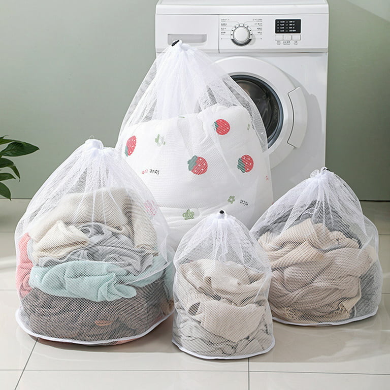 Hesroicy Laundry Bag Mesh Strong Load Bearing with Drawstring Anti-Deform  Tough Washing Net Bag Household Supplies