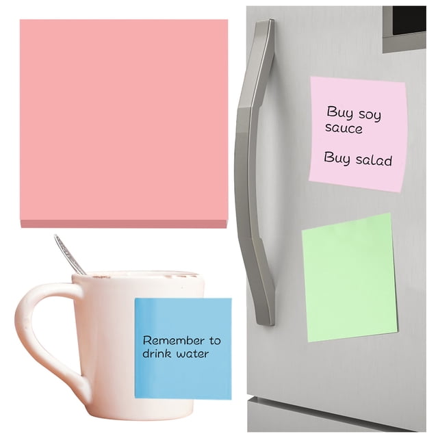 WIFKLSIIPG 100 Assorted and Sticky Sheets Tearable Bright Colors Feet Notes 3*3 Super Office & Stationery(Pink)