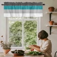 thumbnail image 4 of Aqua Green Stripe Valances for Windows, Rod Pocket Kitchen Valance Curtains - Soft & Washable Small Window Treatment for Living Room, Bathroom, Grey Stripes 42x12inch, 1 Panel, 4 of 9