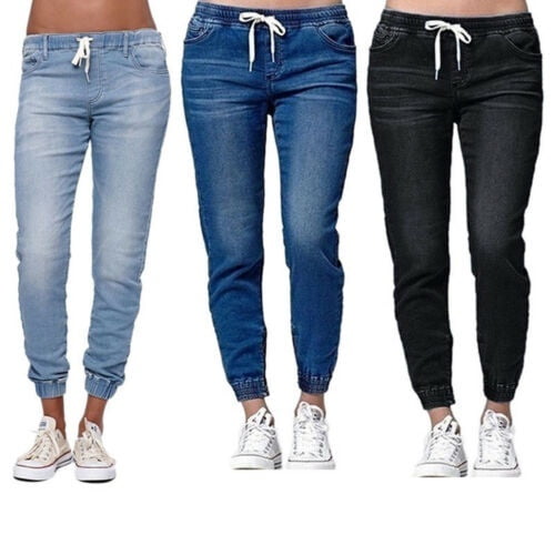 elastic waist stretch jeans