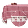 thumbnail image 1 of Deconovo Decorations Tablecloths Oblong Poly-Cotton Blend Tassel Waterproof Fade Resistant Table Cover for Outdoor Picnic, 54x108 Inch, Red, 1 of 7