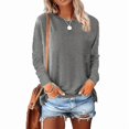 thumbnail image 3 of MORTTIC Women's 3-Pack Plus Size Long Sleeve Crew Neck T-Shirts, Loose Fit Basic Casual Tee Tops Gray Green Blue，2XL, 3 of 13