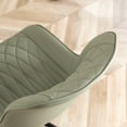 thumbnail image 2 of YOUNIKE Upholstered Desk Chair, Armless Computer Chair with Wheels，Modern Faux Leather Office Chair，Adjustable Swivel Rolling Chair，Adjustable Height，Suitable for Office, Home, Olive Green, 2 of 15